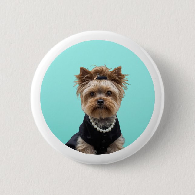 Classic Breakfast Poster Yorkshire Terrier Yorkie Button (Vorderseite)