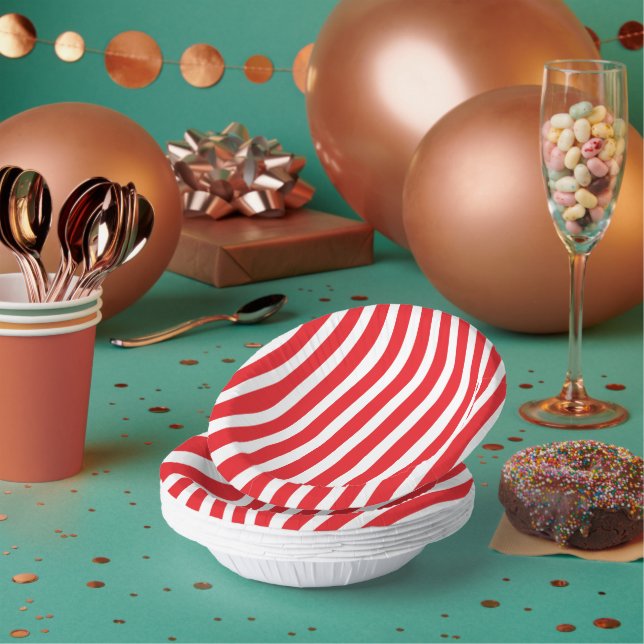Classic Bright Red and White Striped 7" Pappteller (Multi)