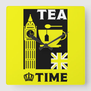 Classic British Tea Drinkers Quadratische Wanduhr
