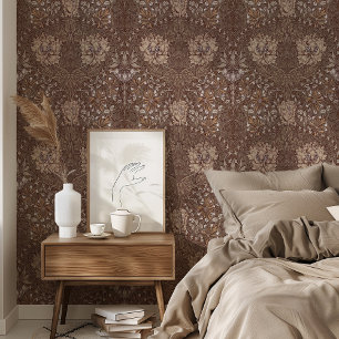 Classic Brown & Beige William Morris Honeysuckle Tapete