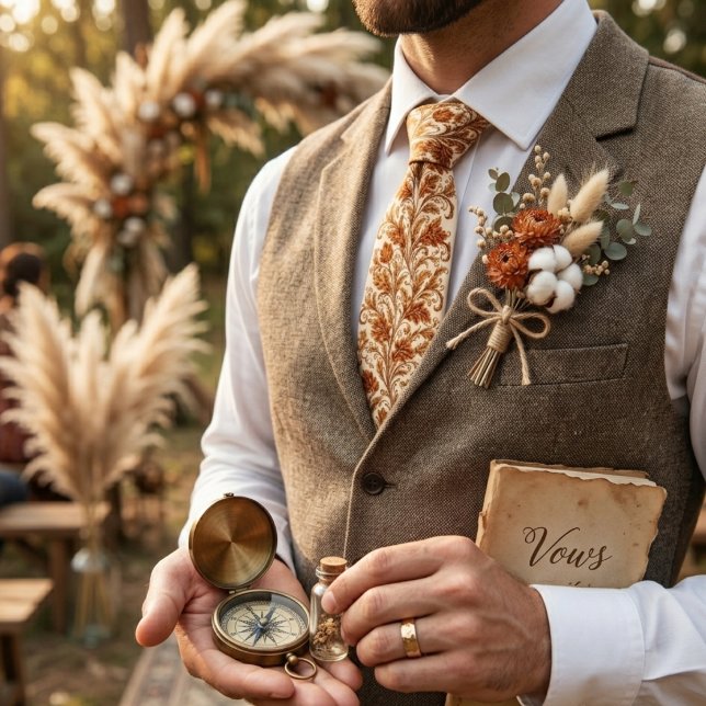 Classic Brown Damask Leaf Krawatte (Von Creator hochgeladen)