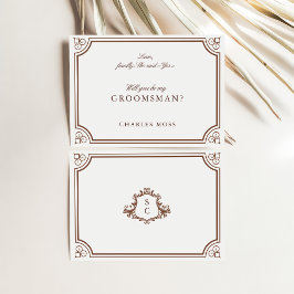 Classic Brown & Ecru Trauzeuge - Angebotskarte Einladung