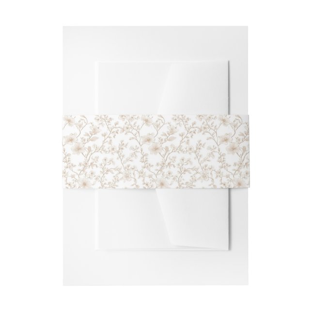 Classic Brown Floral Toile Invitation Einladungsbanderole (Vorderseite Beispiel)