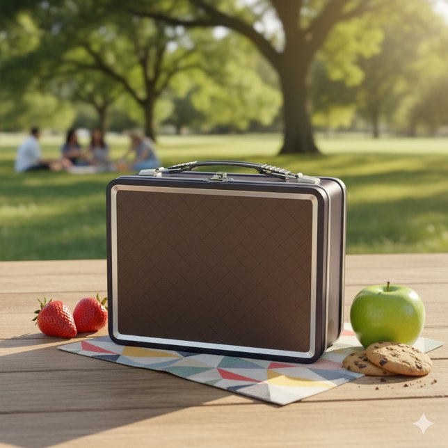 Classic Brown Leather Look Metal Lunch Container Metall Brotdose (Von Creator hochgeladen)