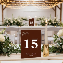 Classic Brown Minimalist Wedding Tischnummer