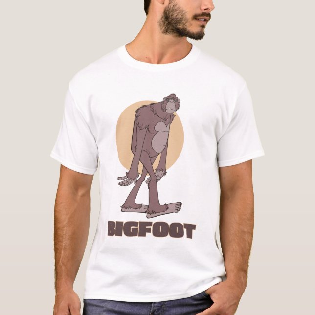 Classic Brown on Orange Grumpy Bigfoot Walking T-Shirt (Vorderseite)