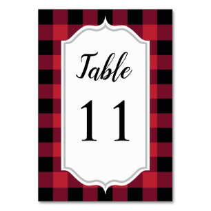 Classic Buffalo Karierter Karo Black Red Wedding Tischnummer
