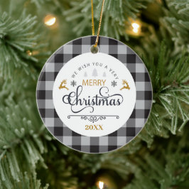 Classic Buffalo Karierter Karo Frohe Weihnachten Keramik Ornament
