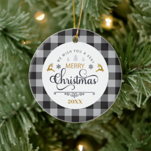 Classic Buffalo Karierter Karo Frohe Weihnachten Keramik Ornament