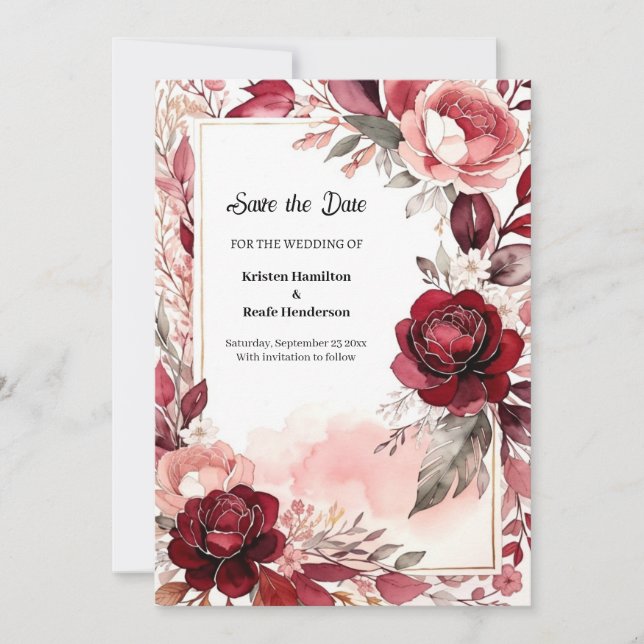 Classic Burgundy Beauty Save The Date (Vorderseite)