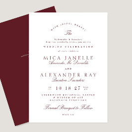 Classic Burgundy Formal Maroon Elegante Hochzeit Einladung