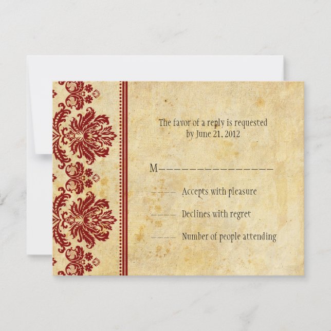 Classic Burgundy Lace RSVP Cards (Vorderseite)