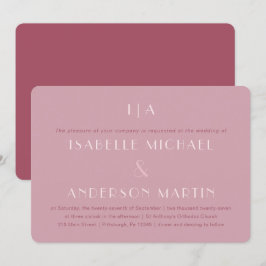 Classic Burgundy Monogram Foto Wedding Einladung