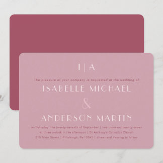 Classic Burgundy Monogram Foto Wedding Einladung