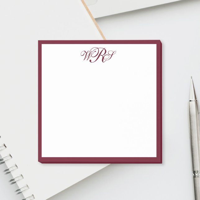 Classic Burgundy Red Monogram Post-it Klebezettel (Von Creator hochgeladen)