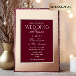 Classic Burgundy Rose Gold Wedding Folieneinladung