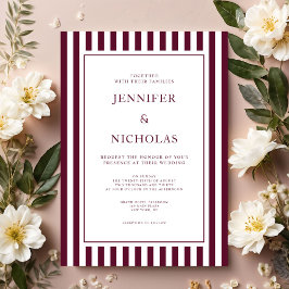 Classic Burgundy Stripes Wedding Einladung