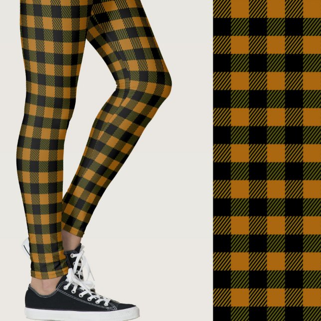 Classic burnt orange black buffalo plaid patterned leggings (Von Creator hochgeladen)
