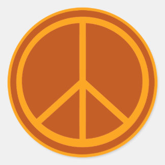 Classic Burnt Orange Peace Sign Runder Aufkleber