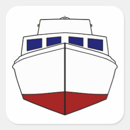 Classic Cabin Cruiser Fishing Boat Quadratischer Aufkleber