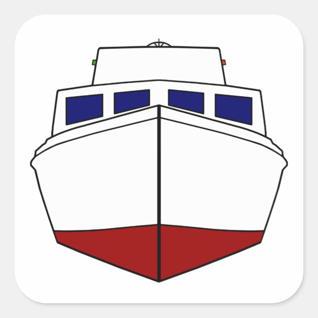Classic Cabin Cruiser Fishing Boat Quadratischer Aufkleber (Vorderseite)
