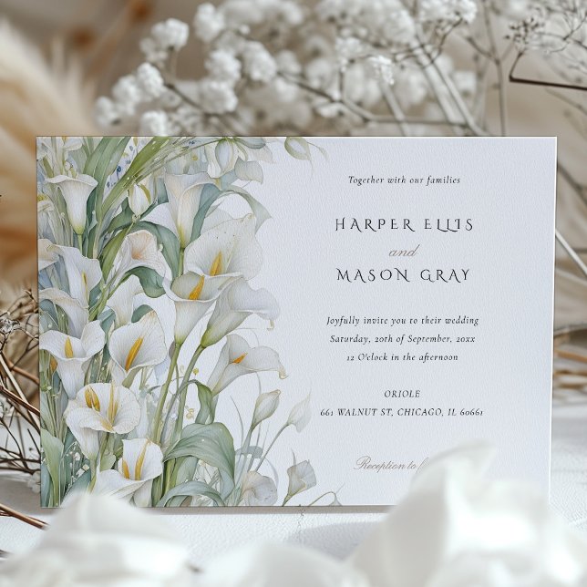 Classic Calla Lily Elegante Pastel Wedding Einladu Einladung (Von Creator hochgeladen)