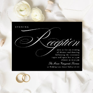 Classic Calligraphy Black Krawatte Hochzeitsempfan Einladung