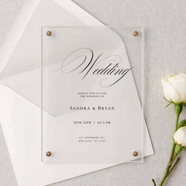 Classic Calligraphy Elegant Wedding Acryleinladungen (Von Creator hochgeladen)