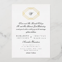 Classic Calligraphy Monogram Gold Deko Wedding Folieneinladung