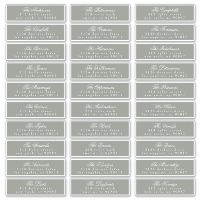 Classic Calligraphy Sage Green Guest Address-Label Aufkleber (Vorderseite)