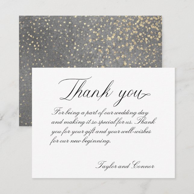 Classic Calligraphy Wedding Dankeschön Card Dankeskarte (Vorne/Hinten)