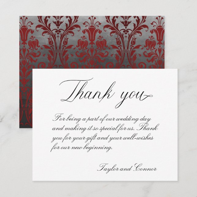 Classic Calligraphy Wedding Dankeschön Card Dankeskarte (Vorne/Hinten)