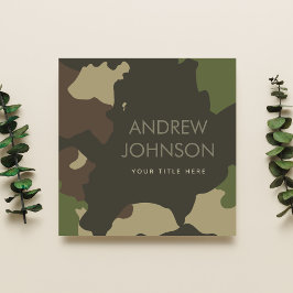 Classic Camouflage Military Style Green & Brown Quadratische Visitenkarte