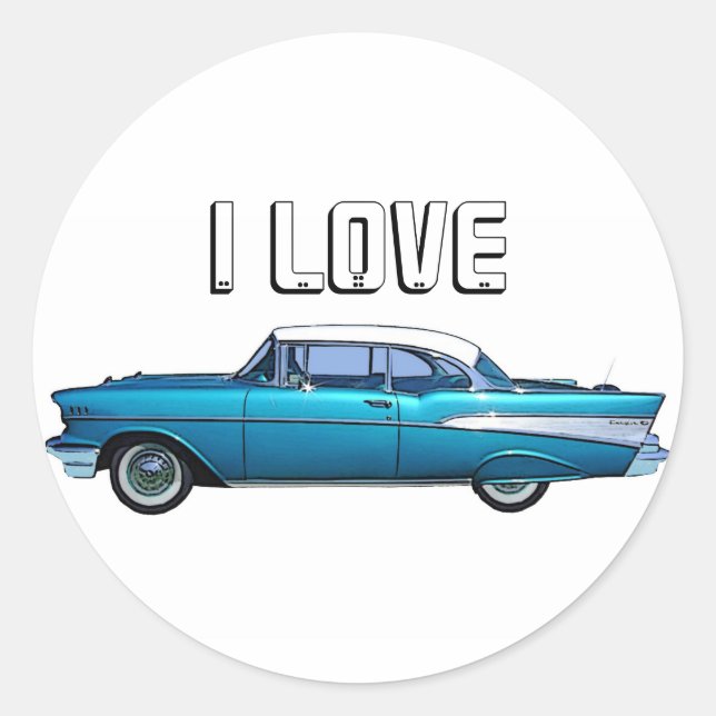 Classic car 1957 Chevy BelAire Zollaufkleber Runder Aufkleber (Vorderseite)