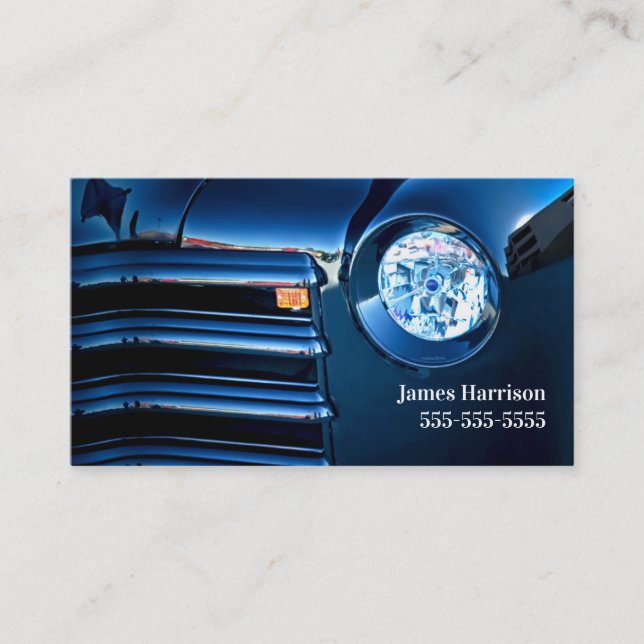 Classic Car Deep Blue Automotive Business Visitenkarte (Vorderseite)