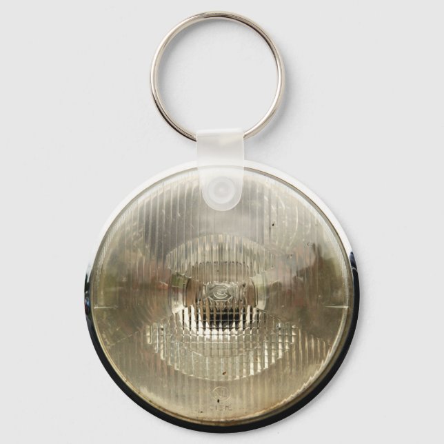 Classic car headlamp with round clear glass lens schlüsselanhänger (Vorderseite)