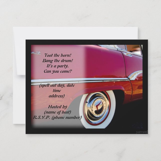 Classic Car / Party laden Einladung (Vorderseite)