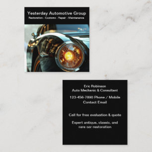 Classic Car Restoration Mechanical Business Cards Quadratische Visitenkarte