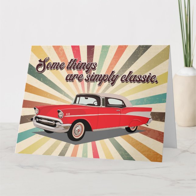Classic Car Retro Happy Geburtstag Gruß Karte (Vorderseite)