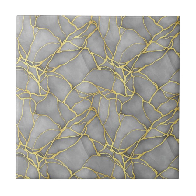 Classic Carrara Gold Marble Black Silver Fliese (Vorderseite)