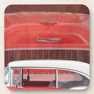 Classic Cars Chevy Bel Air Dodge Red White Vintag Untersetzer