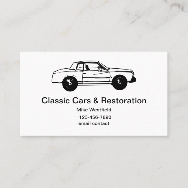 Classic Cars und Restaurierung Visitenkarte (Vorderseite)