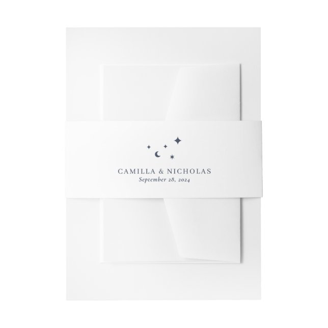 Classic Celestial Blue Moon Stars Hochzeit Einladungsbanderole (Vorderseite Beispiel)