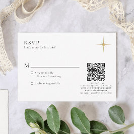 Classic Celestial Gold Stars Wedding QR Code RSVP Karte