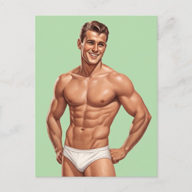 Classic Charm: A Mid-Century Pin-Up of Confidence Postkarte (Vorderseite)