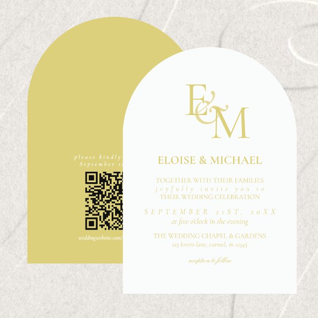 Classic Chartreuse Monogram Minimalist Wedding Einladung (Classic Chartreuse Monogram Minimalist Wedding Invitation)