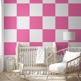 [Classic Checkerboard] Rosa und weiße 12" Quadrate Tapete