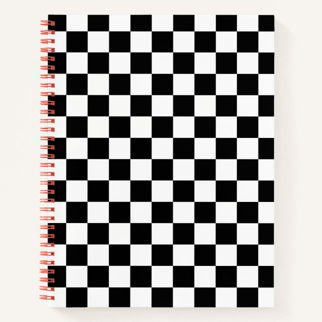 Classic Checkered Racing Sport Karo Schwarz-weiß Notizbuch (Vorderseite)