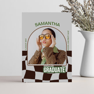 Classic Checkered Retro Unikate Graduation Party Einladung