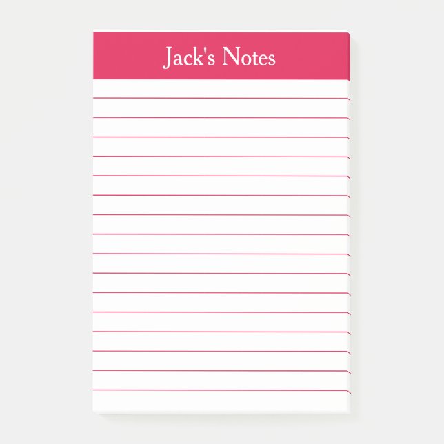 Classic Cherry Red Lined Personalisiert Post-it Klebezettel (Vorderseite)
